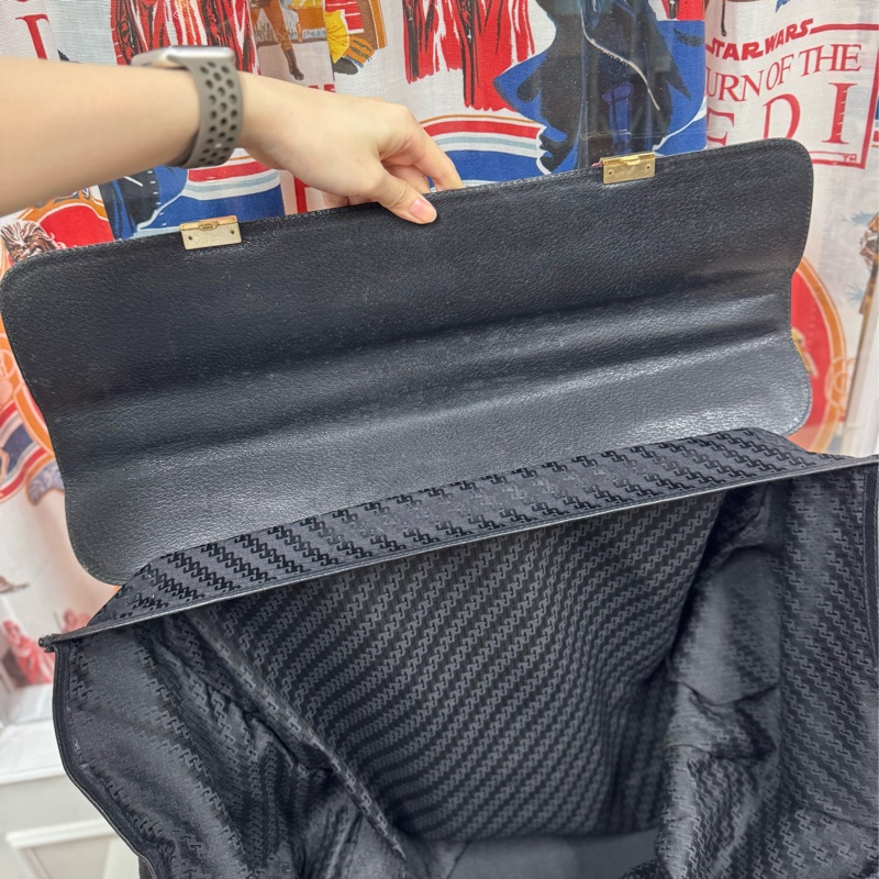 Gucci 摺疊手提行李包 旅行包 黑色 拼接皮革 暗花-29