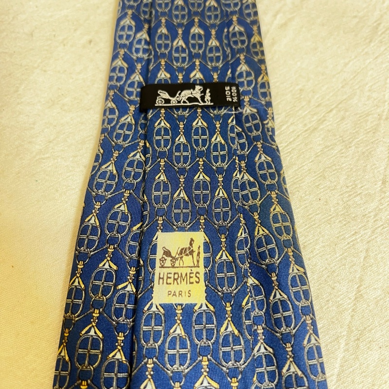 Hermès 藍色鏈條領帶(中古)-1