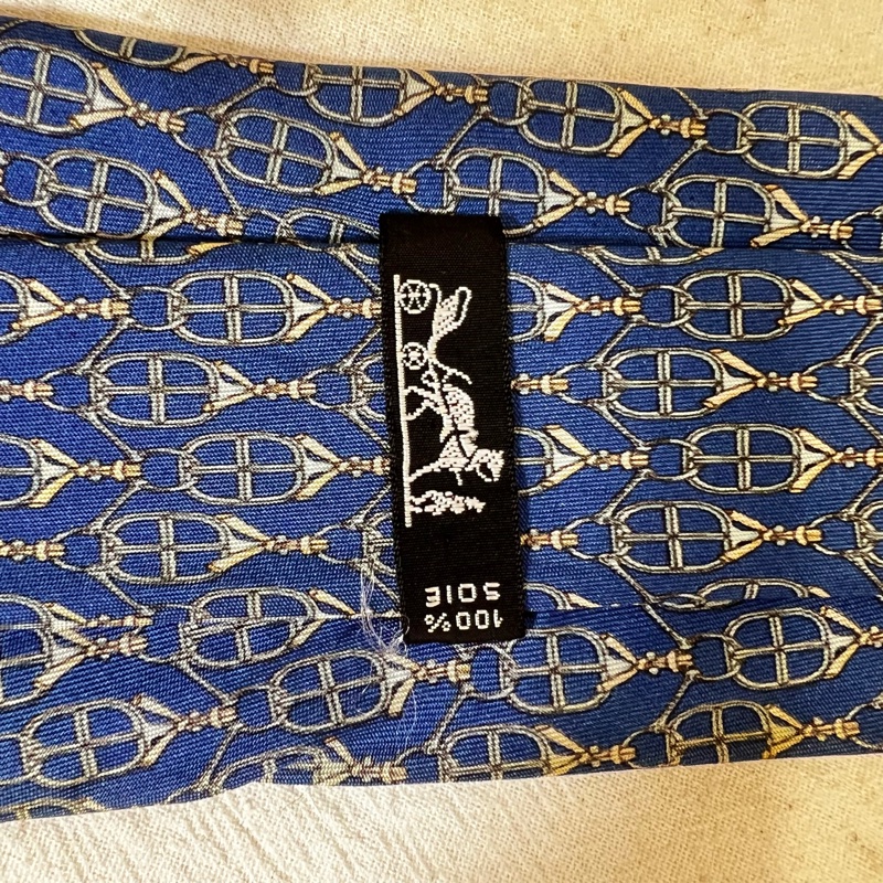 Hermès 藍色鏈條領帶(中古)-2