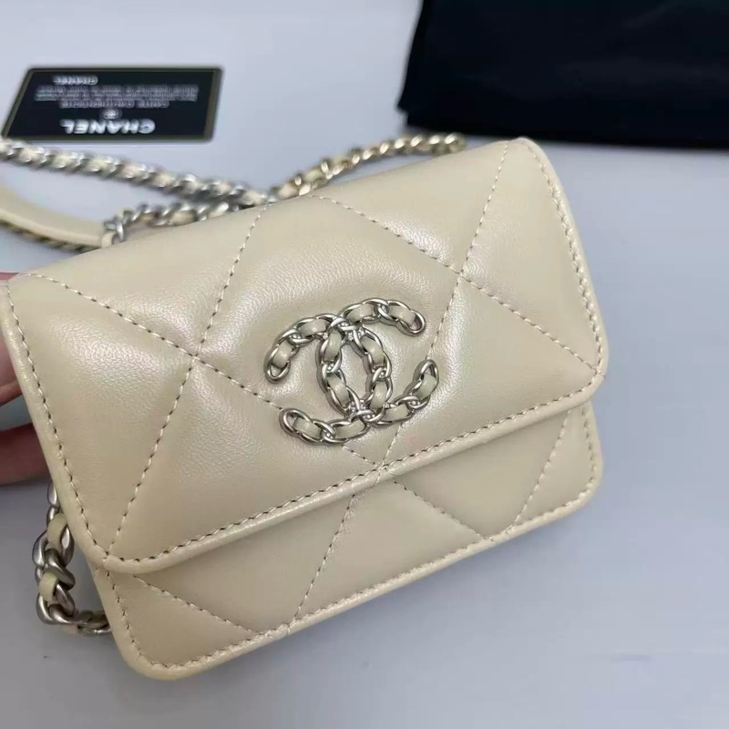 Chanel 香奈兒 19bag Mini迷你斜挎包 奶茶色 保卡款31-2