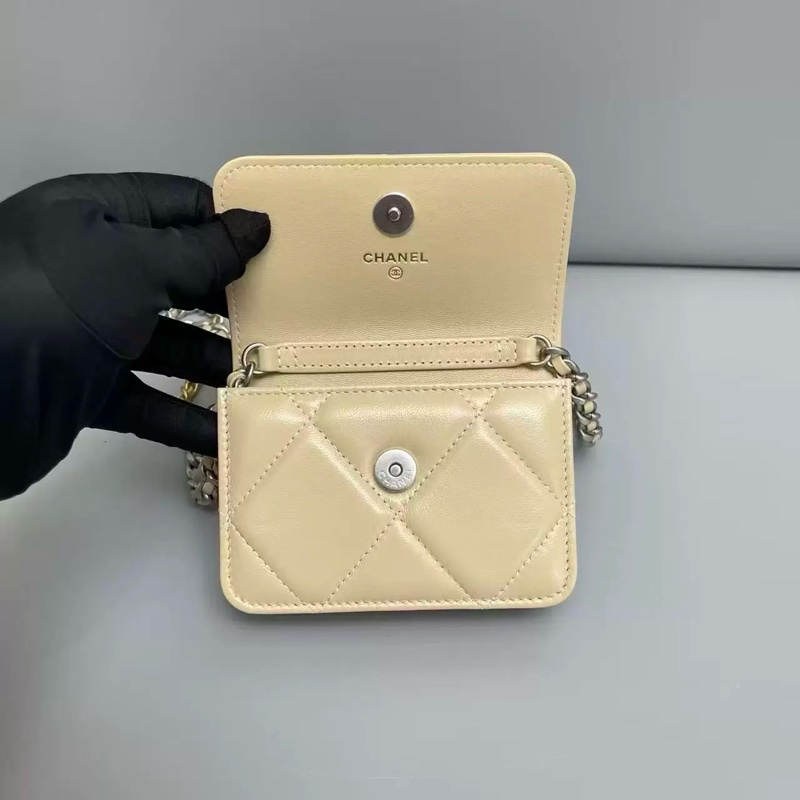 Chanel 香奈兒 19bag Mini迷你斜挎包 奶茶色 保卡款31-3