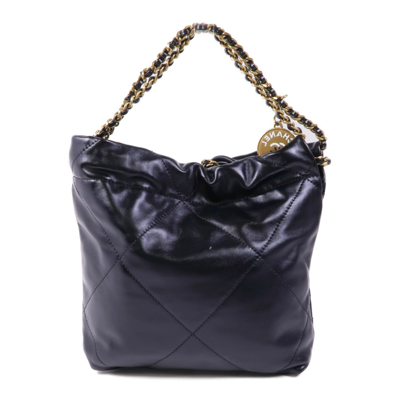 CHANEL 牛皮皮革Chanel 22 Mini金扣鏈帶手挽肩背兩用袋-1