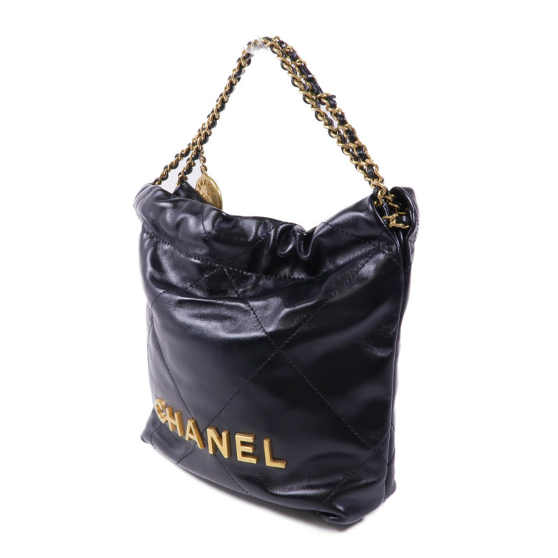CHANEL 牛皮皮革Chanel 22 Mini金扣鏈帶手挽肩背兩用袋-2