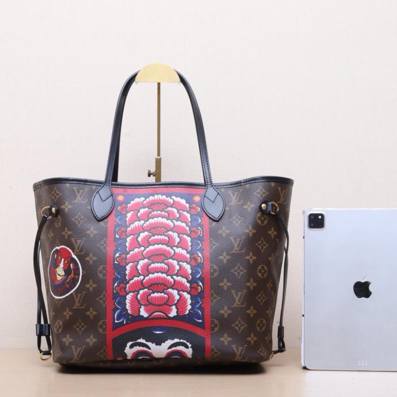 LOUIS VUITTON(路易威登)  老花 PVC 金扣 2017 NEVERFULL 中號 山本寬齋 無子袋 紅色內裏-2
