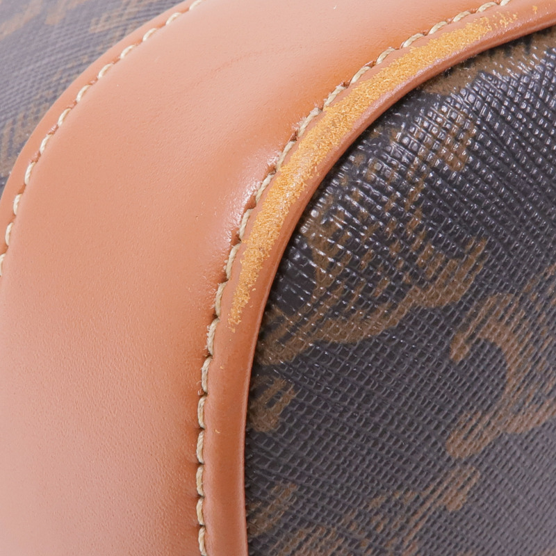 CELINE 塗層帆布/牛皮皮革Triomphe Bucket金扣肩背袋-6