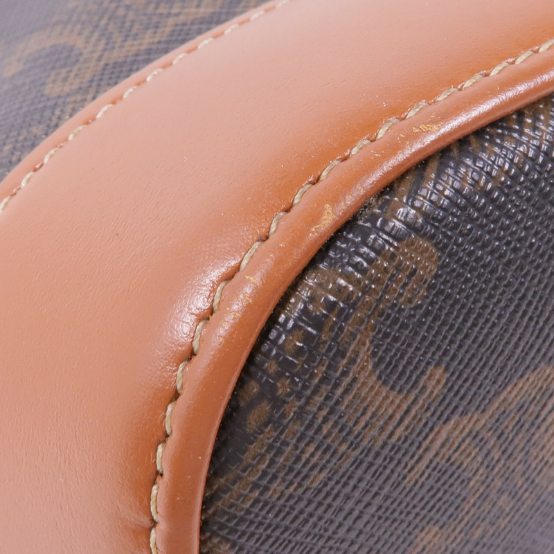 CELINE 塗層帆布/牛皮皮革Triomphe Bucket金扣肩背袋-8