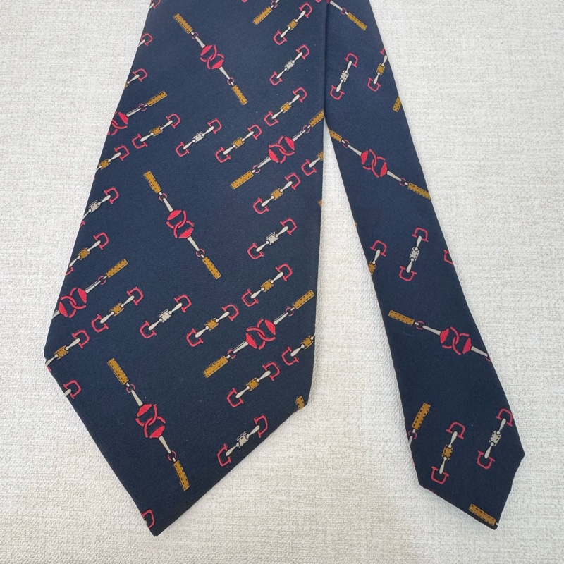 CELINE 藍 多圖 領帶 領結 絲綢(中古)-1