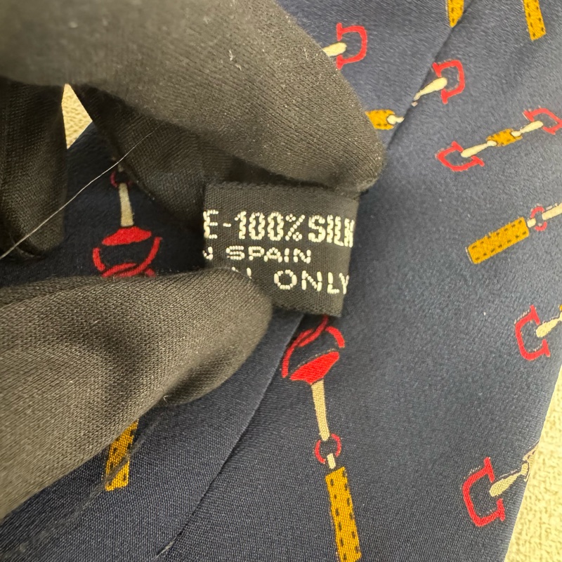 CELINE 藍 多圖 領帶 領結 絲綢(中古)-5