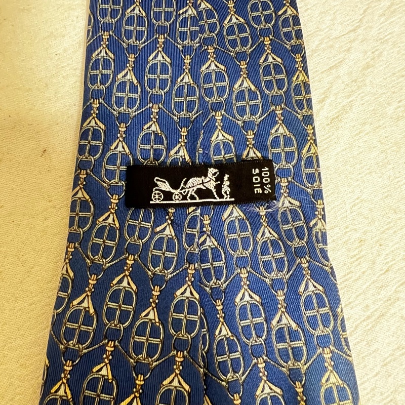 Hermès 藍色鏈條領帶（中古）-5