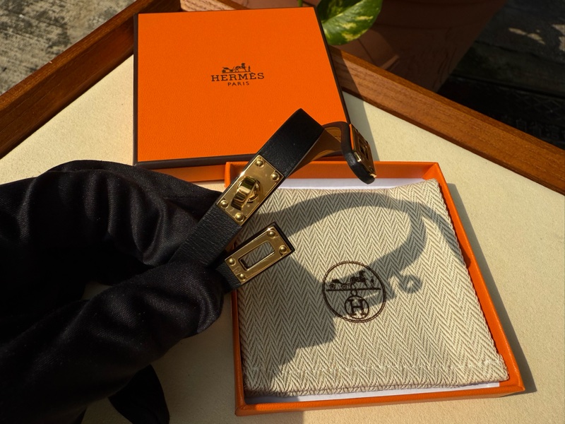 全新HERMES黑色mini Kelly Double Tour 手環金釦 雙圈手環swift T1-2