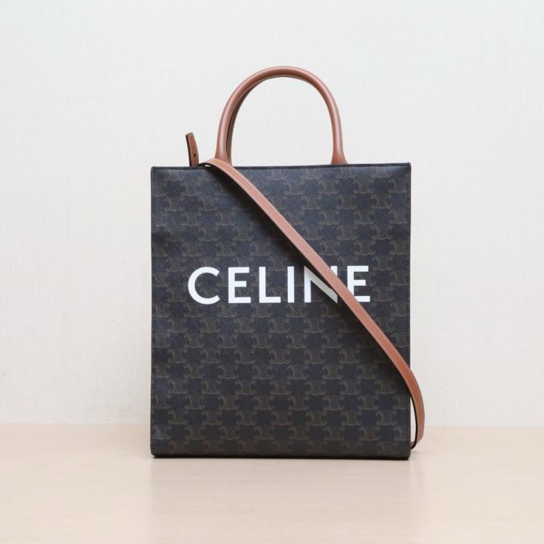 CELINE(思琳) Cabas 豎款手袋 小號 凱旋門印花 褐色 人造革-0