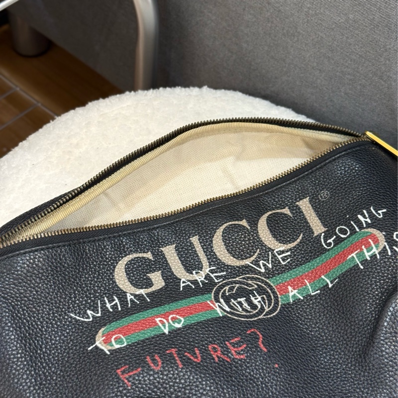 (蔡依林同款 停產不撞包)Gucci限量塗鴉款腰包大-10