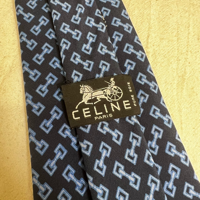 Celine 藍雙鎖領帶(中古)-1