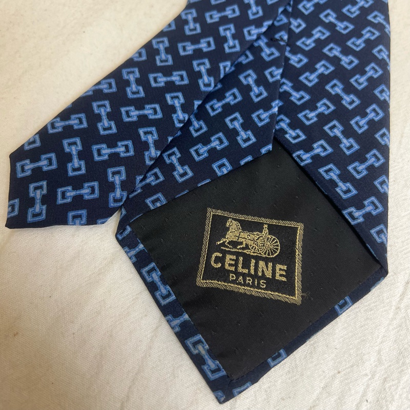 Celine 藍雙鎖領帶(中古)-2