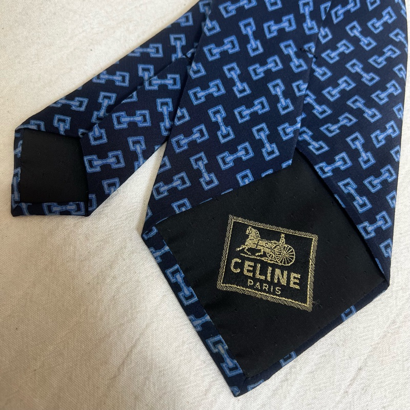 Celine 藍雙鎖領帶(中古)-5