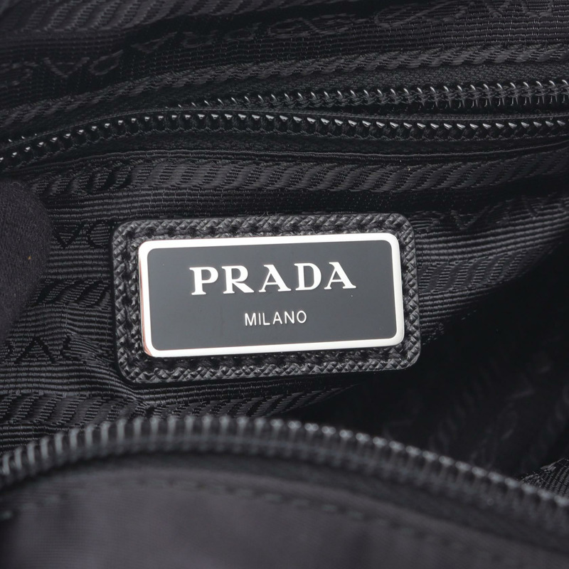 PRADA TESSUTO+SAFFIANO 肩背包 尼龍 Saffiano 皮革 黑色 二手 女士-3