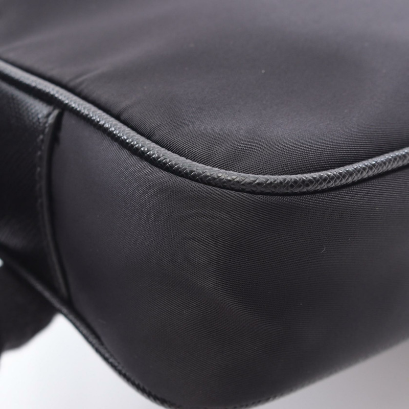 PRADA TESSUTO+SAFFIANO 肩背包 尼龍 Saffiano 皮革 黑色 二手 女士-4