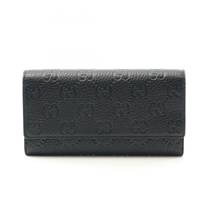 GUCCI GG Emblem Continental 雙折皮夾 815922AAEEM1000 皮革黑色全新-0