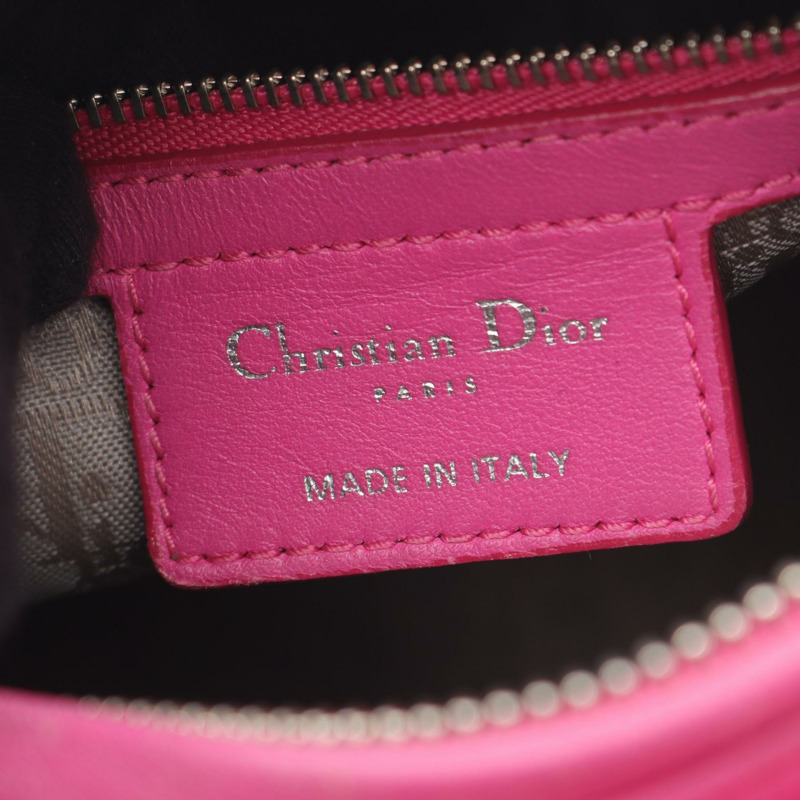Christian Dior LADY DIOR Cannage 肩背包，粉紅色皮革，二手女款-3