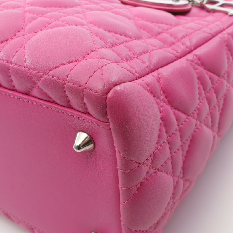 Christian Dior LADY DIOR Cannage 肩背包，粉紅色皮革，二手女款-6