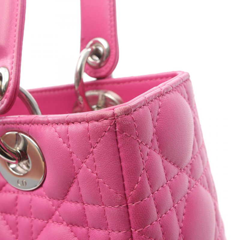 Christian Dior LADY DIOR Cannage 肩背包，粉紅色皮革，二手女款-7