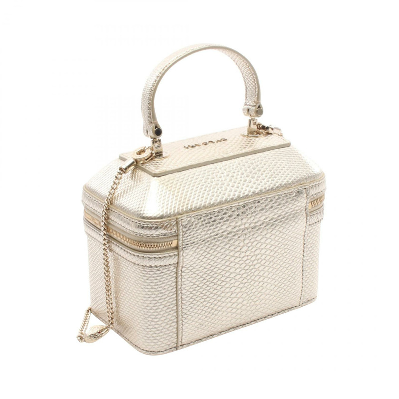 BVLGARI Serpenti Vanity 兩用單肩包 手提包 皮革 金色 二手 女款-1