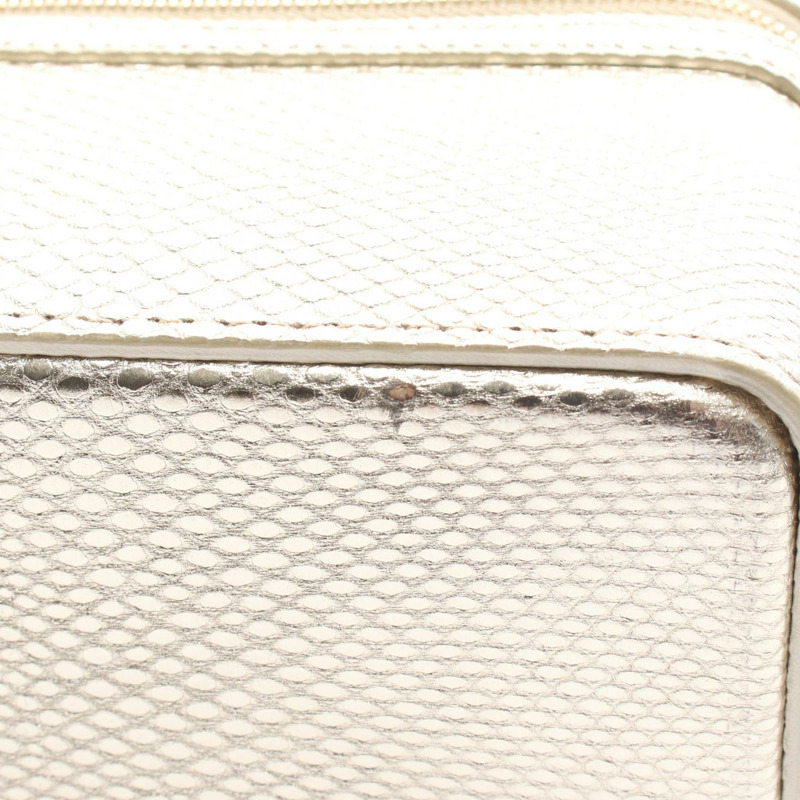 BVLGARI Serpenti Vanity 兩用單肩包 手提包 皮革 金色 二手 女款-4