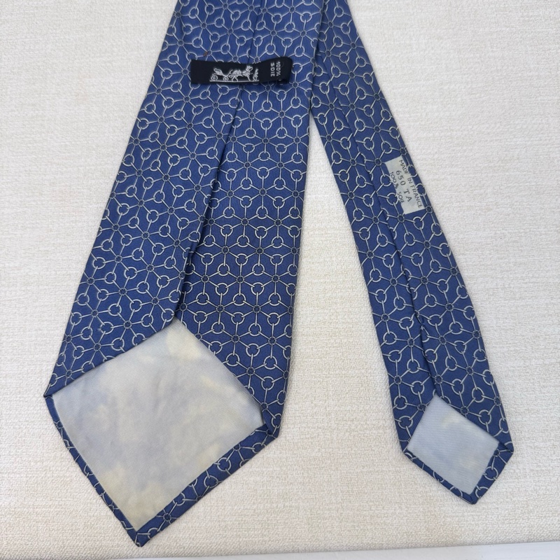 Hermes 藍 領帶 領結 絲綢（中古）-2