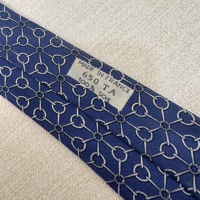 Hermes 藍 領帶 領結 絲綢（中古）-4