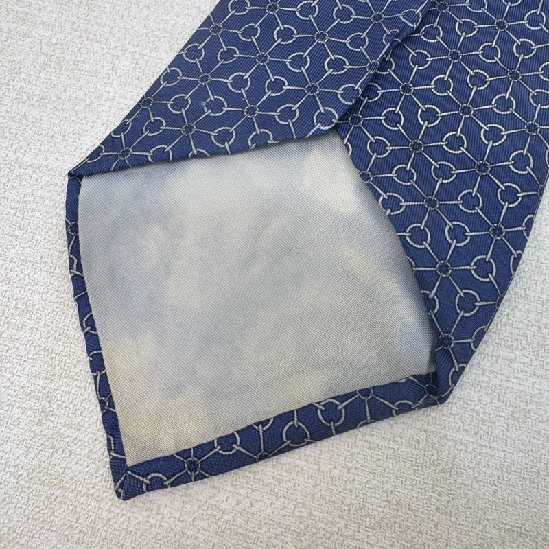 Hermes 藍 領帶 領結 絲綢（中古）-6