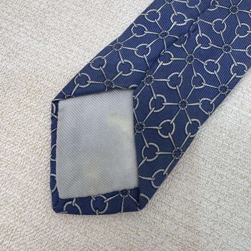 Hermes 藍 領帶 領結 絲綢（中古）-7