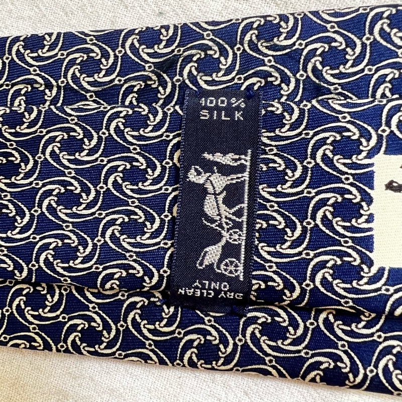 Hermès 藍旋轉紋領帶 （中古）-2
