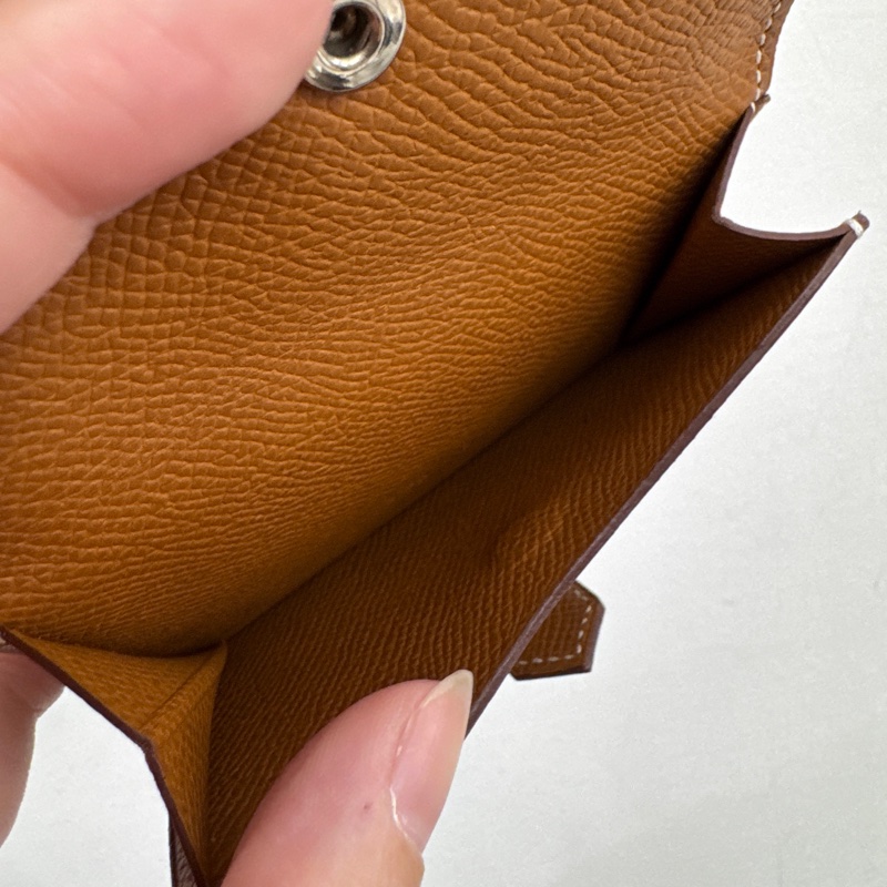 Hermes Bearn 金棕銀Epsom零錢卡包 近全新-8