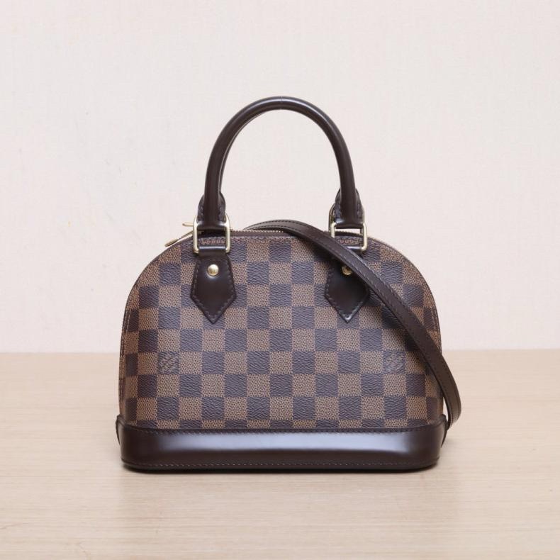 LOUIS VUITTON(路易威登) ALMA 貝殼包 BB 23.5 棕色棋盤格 PVC 2016-0