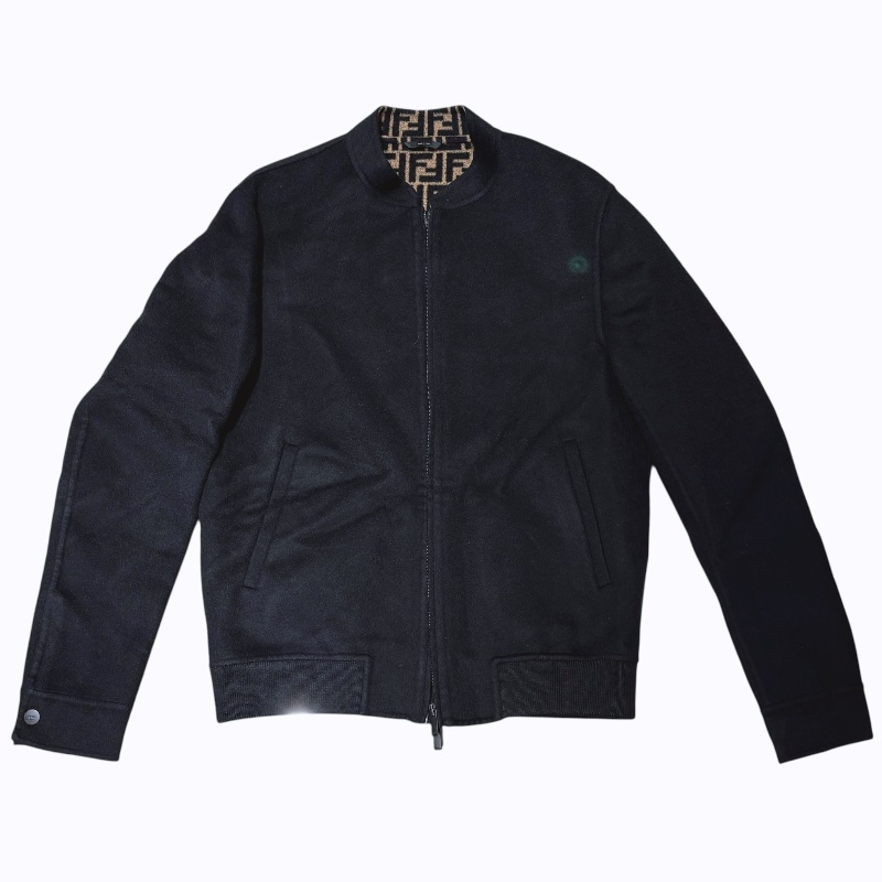 FENDI 芬迪 立領外套 羊毛 黑色 ZUCCHINO內裡-1