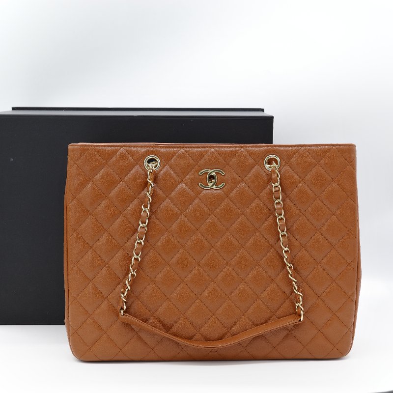 專櫃232,000 🌟 超新（晶片款 🈶️購證配件超全）CHANEL 香奈兒 焦糖棕色 荔枝牛皮 玫瑰金 雙C 電腦包 單肩包-0