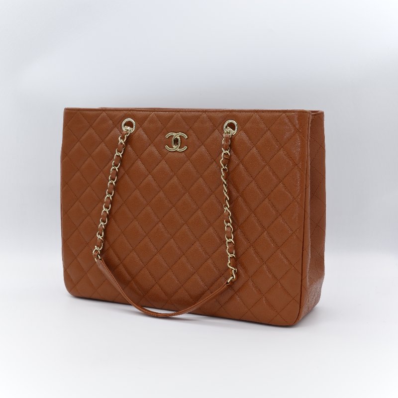 專櫃232,000 🌟 超新（晶片款 🈶️購證配件超全）CHANEL 香奈兒 焦糖棕色 荔枝牛皮 玫瑰金 雙C 電腦包 單肩包-1