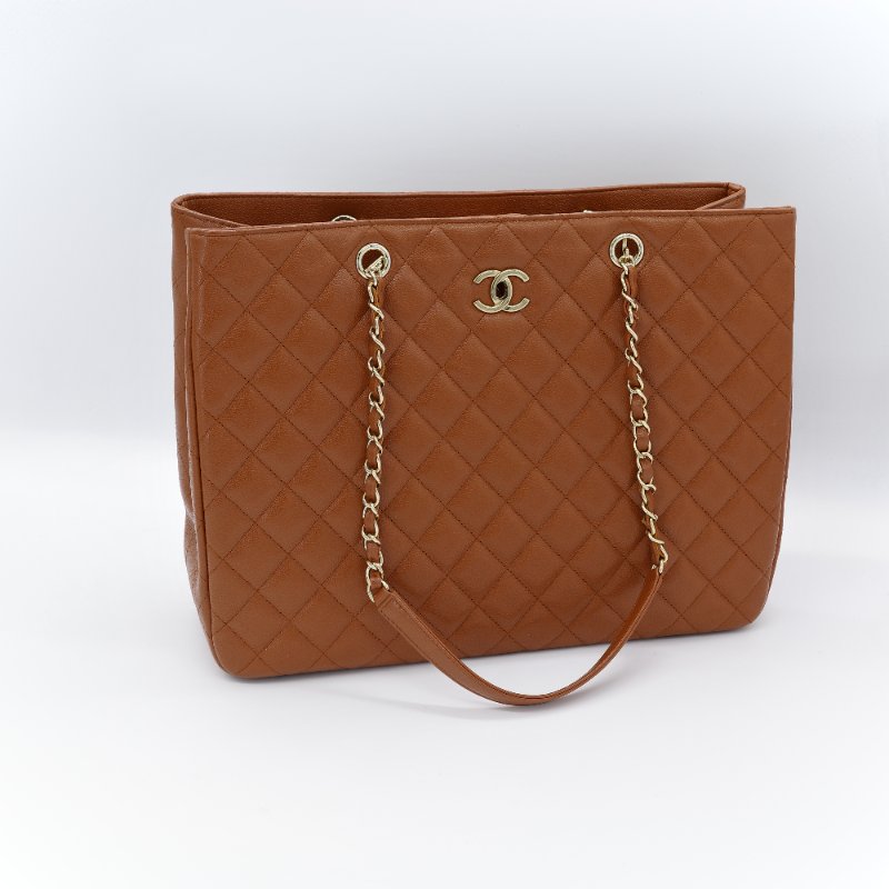 專櫃232,000 🌟 超新（晶片款 🈶️購證配件超全）CHANEL 香奈兒 焦糖棕色 荔枝牛皮 玫瑰金 雙C 電腦包 單肩包-2