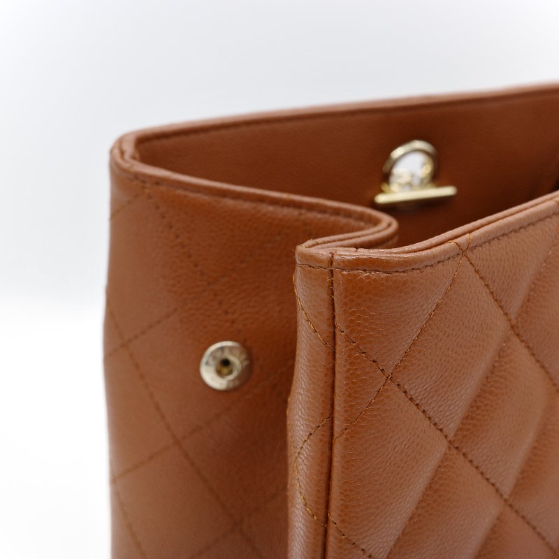 專櫃232,000 🌟 超新（晶片款 🈶️購證配件超全）CHANEL 香奈兒 焦糖棕色 荔枝牛皮 玫瑰金 雙C 電腦包 單肩包-7