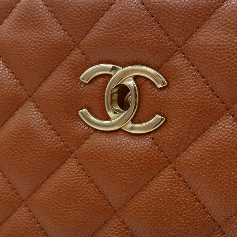 專櫃232,000 🌟 超新（晶片款 🈶️購證配件超全）CHANEL 香奈兒 焦糖棕色 荔枝牛皮 玫瑰金 雙C 電腦包 單肩包-15