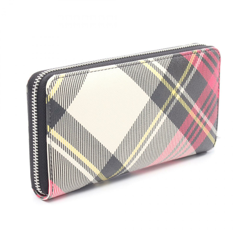 Vivienne Westwood 經典拉鍊圓形皮夾 Orb Around 長版皮夾 51050023S0012O101 PVC 塗佈帆布 粉紅 黑色 Mul-1