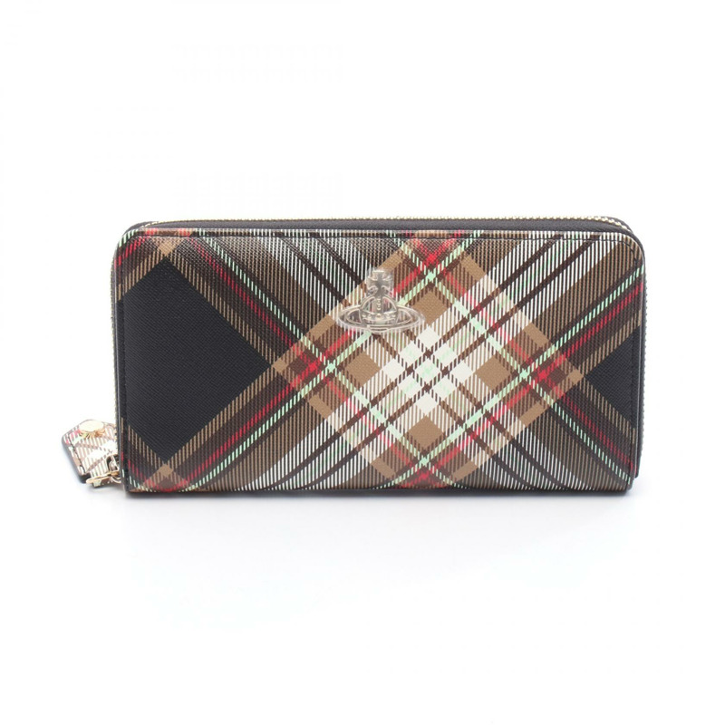 Vivienne Westwood 經典圓形拉鍊皮夾 Orb Around 長版皮夾 51050023US001KD101 PVC塗層帆布 棕色 Multico-0