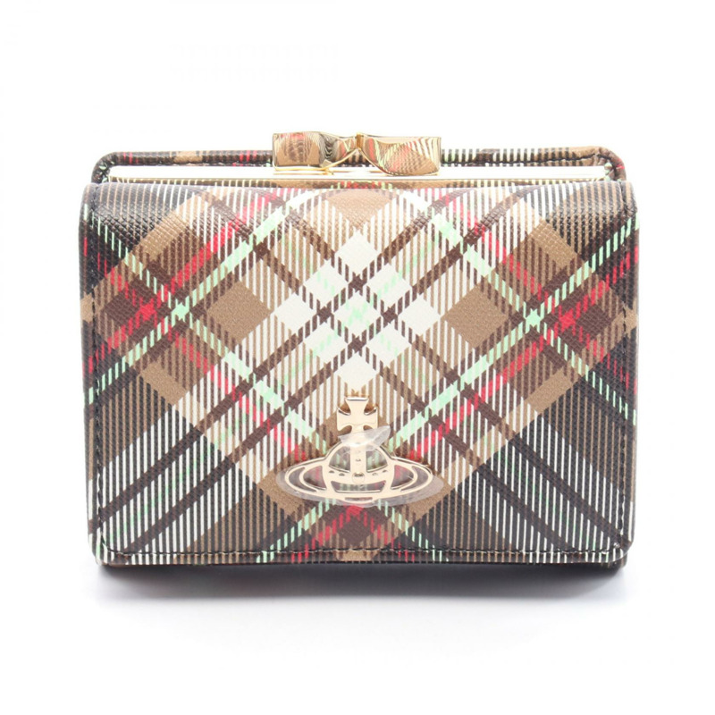 Vivienne Westwood 小號皮夾 Orb 三折皮夾 51010018US001KD101 PVC塗層帆布 棕色 多色 NE-0