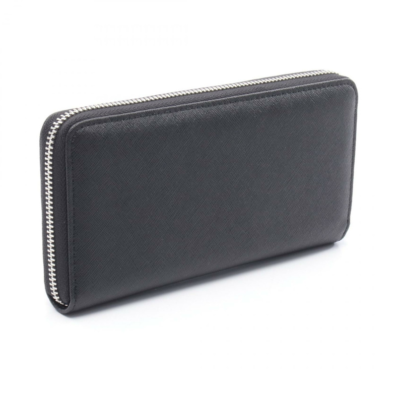 Vivienne Westwood 經典拉鍊圓形皮夾 Orb Around 長版皮夾 51050023L0040N402 Saffiano 皮革黑色全新 W-1
