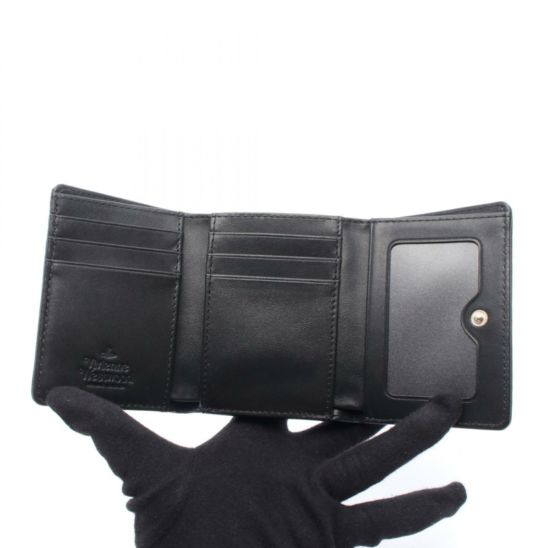 Vivienne Westwood 小框架皮夾 Orb 三折皮夾 51010018L0040N401 Saffiano 皮革黑色新款女款-2