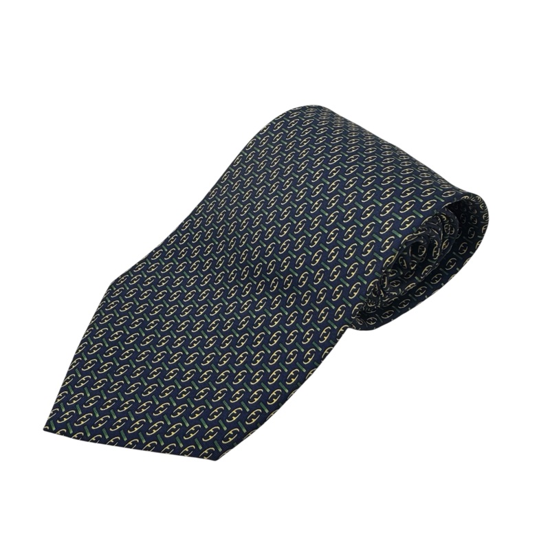 FENDI 藍綠 領帶 領結 絲綢（中古）-0