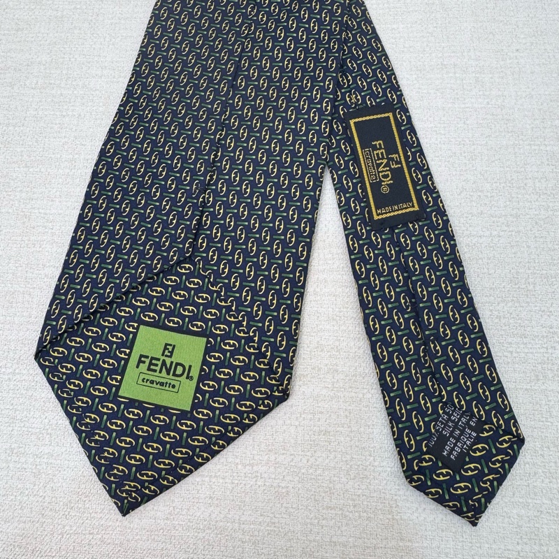 FENDI 藍綠 領帶 領結 絲綢（中古）-2