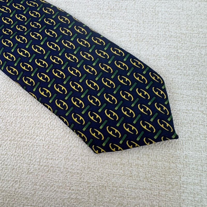 FENDI 藍綠 領帶 領結 絲綢（中古）-7