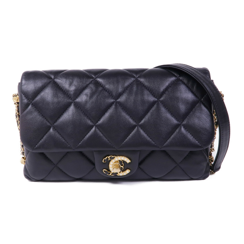 CHANEL 羊皮皮革Chain Shoulder Bag金扣鏈帶肩背袋-0