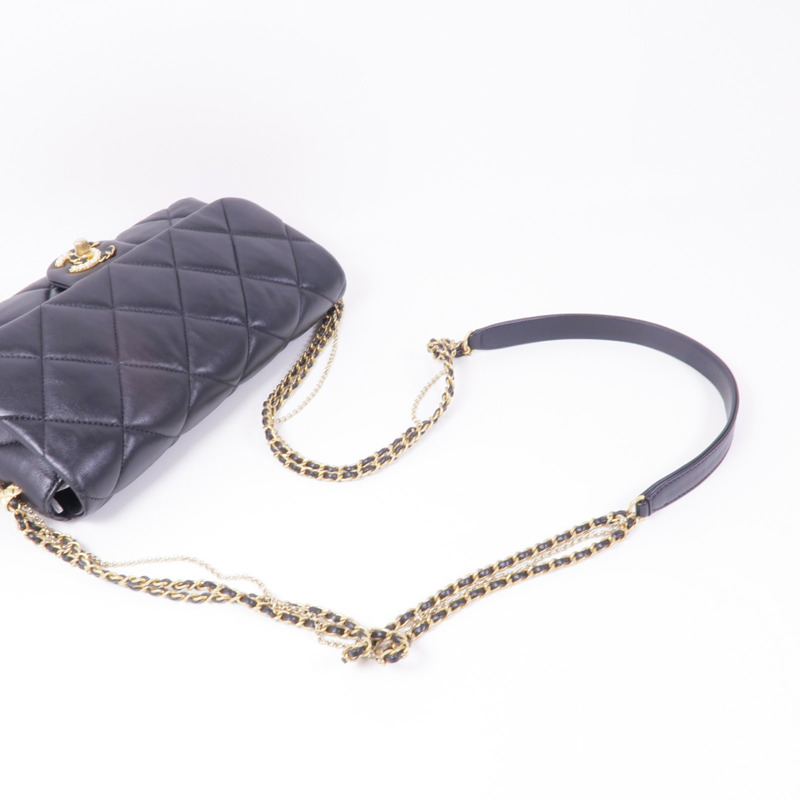 CHANEL 羊皮皮革Chain Shoulder Bag金扣鏈帶肩背袋-8
